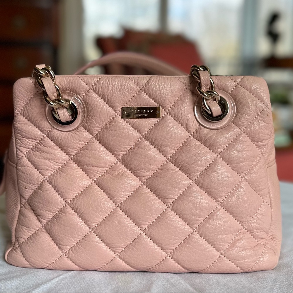 Like new - Kate Spade classic blush pink quilted handbag.